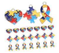 Didiseaon 24pièces Lot De Breloques Pendentifs Alliage Diy Pour Création De Bijoux Charms Sensibilisation Autisme Accessoires Bracelet Fabrication Et Détails Soignés Cadeau Anniversaire