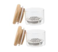 Didiseaon 2pièces Coupe Manucure Verre Avec Couvercle Bol Remplaçable Pour Accessoires Onglerie Outil Multi-fonction Pour Soin Et Nettoyage Des Pinceaux Nails