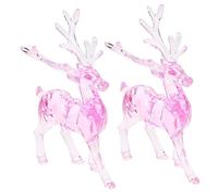 Didiseaon 2pièces Ornement Acrylique De Renne pour Sapin De Noël Décorations Festives Suspendues pour Arbre De Noël De Transparent avec Détails Roses pour Créer Une Ambiance