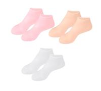 Didiseaon 3 Chaussettes Hydratantes Craquelures pour Lot de Xl Blanc Rose et Couleur Chair Soin des Talons Fissurés et Peau Sèche Confortables et Durables