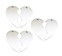 Didiseaon 3 Paires Accessoires Pendentif Coeur Brisé Pendentifs De Charme De Coeur D'amour Ornement De Couple Chaîne D'extension Gouttes Charmes Acier Inoxydable Puzzle Les Amoureux Métal