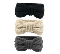 Didiseaon 3 pièces Bandeaux Twisted pour Femmes Accessoires Hiver Réchauffeur Oreilles Noir Beige et Gris Foncé pour Yoga Maquillage Spa