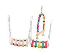 Didiseaon 3 Pièces Jouet pour Perroquet Balançoire Suspendue Perchoir Balançoire Jouet Mastication Grimper Cage Oiseau Petit Perroquet Conure