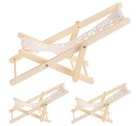 Didiseaon 3 pièces Miniature Wooden Sunbath Chair Portable Mini Deck Chair for Dollhouse Furniture Models Outdoor Micro Landscape Decoration and Fairy Garden Accessories