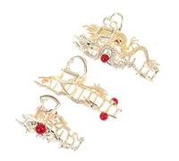 Didiseaon 3 Pièces Pinces à Cheveux Métal Dragon avec Strass Lot de Grandes Pinces Décoratives Antidérapantes pour Coiffure Épaisse et Fine Accessoires Élégants Style Chinois Traditionnel