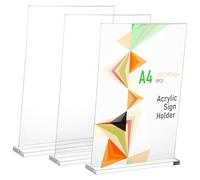 Didiseaon 3 pièces Présentoirs Acrylique Transparent Lot de Supports de Table Verticaux Double Face Porte Cartes Polyvalents Stables pour Menus Brochures et Affichage Professionnel