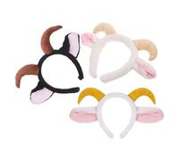 Didiseaon 3 Pièces Serrage-tête en Peluche avec Cornes de Bélier et Oreilles D'agneau, Bandeau Extensible et Accessoire Multi-usage pour Noël et Séances Photo à Thème