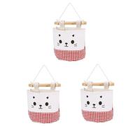 Didiseaon 3pièces Organisateur De Rangement Mural Avec Poches Suspendues Pochette De Rangement Pour Télécommandes Lunettes Bijoux Et Petits Objets Carreaux Et Rouge