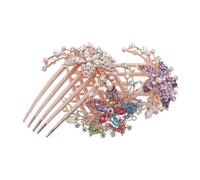 Didiseaon 3pièces Pince Peigne à Cheveux Fleuri Lot De Barrette Scintillante Strass Colorés Coiffure Mariage Banquet Décoration Accessoire Fille Femme