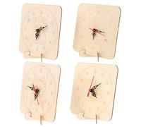 Didiseaon 4 Ensembles Kit Horloge Garçon Fille Bois Naturel à Peindre Cadran Silencieux à Mécanisme Précis DIY Apprentissage Ludique et Décoration Safe pour École et Maison Modèles