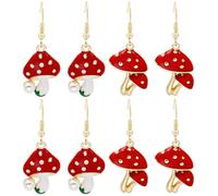 Didiseaon 4 Paires de Boucles d'Oreilles Champignon Pendantes Créatives Bijoux Amusants pour Femmes et Filles Légères et Confortables Taille pour Usage Quotidien et Présent