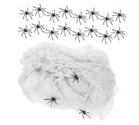 Didiseaon 4 Paquets Décorations Araignées Halloween Toile Araignée Extensible avec Fausses Araignées Plastique Ensemble Web Effrayant pour Intérieur Extérieur