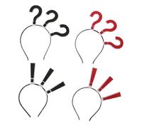Didiseaon 4 pièces Bandeau Cheveux Femme Original Question Mark Noir et Rouge Accessoire Mode Confortable et Adaptable pour Fête Photo Booth Costume Halloween Déco Soirée