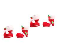 Didiseaon 4 Pièces Bottes Décoratives de Noël en Plastique, Présentation | Finition Floquée, Usage Table et Maison, Résistant aux Déchirures, pour Fêtes de Noël et Veille