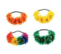 Didiseaon 4 Pièces guirlande de fleurs décorations Diadèmes fleur hawaienne couronne de fleur bande de cheveux de festivals coiffe couronne de cheveux bandeau à fleurs