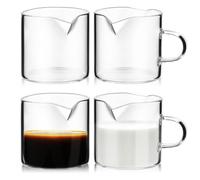 Didiseaon 4 pièces Lot de Petits Pichets Verre Transparent pour Espresso Lait et Résistants et Faciles à Nettoyer pour Café et Yaourt