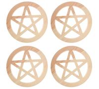 Didiseaon 4 Pièces Ornement D’autel Pentacle en Bois, Étoile à Cinq | Décor Rituel Rétro, Motifs Gravés et Style Ancien, pour Table, Salle de Bains, Bols et Cartes de Tarot
