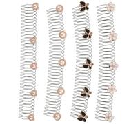 Didiseaon 4 Pièces Peignes Fixateurs Invisibles pour Cheveux Bouclés Accessoires Décoratifs avec Fleurs et Perles Outils de Fixation Capillaire pour Coiffures Soignées
