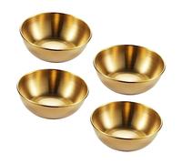 Didiseaon 4 pièces Set de Assiettes à Apéritif Acier Inoxydable Doré Plat à Sauce et Condiments Design Élégant et Pratique pour Restaurants et Usage Domestique
