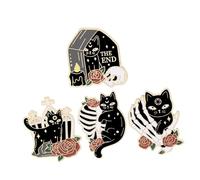 Didiseaon 4 Pièces Set de Broches Métalliques Halloween Chat Noir Pin pour Sacs à Dos Accessoire Polyvalent pour Vêtements Écharpes et Vestes Décoration Kawaii pour Femmes