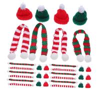 Didiseaon 48 Pièces Mini Christmas Wine Bottle Hats and Knit Scarf Set Soft Yarn Tiny Santa Hats and Scarves for DIY Tree Ornaments Snowman Dolls Pet Accessories
