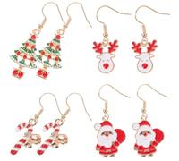 Didiseaon 4paires Boucles Oreilles de Noël pour Femme Motif Sapin Cerf et Père Noël
