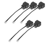 Didiseaon 5 Pièces Adaptateur Répartiteur de Câble Téléphonique Rj11 2 Voies, Répartiteur de Prise Téléphonique 6p4c, Abs et Cuivre, Noir, pour Téléphones Fixes, Maison