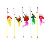 Didiseaon 5 pièces Baguette Interactive Noël pour avec Cloches et Plumes Jouets Amusants pour Instinct de Chasse des Animaux de Compagnie