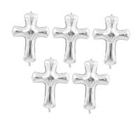 Didiseaon 5 pièces Ballons Croix Aluminium Argenté pour Baptême Décoration Fête Garçon Fille et Communion
