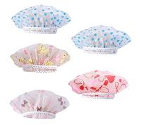 Didiseaon 5 Pièces Bonnet de Douche Imperméable Bonnet de Bain pour Cheveux Charlotte de Douche Élastique Lot de Accessoires de Salle de Bain Couleur Aléatoire