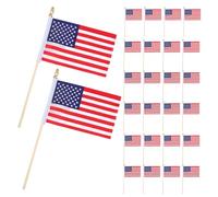 Didiseaon 50 Pièces Petit Drapeau Américain avec Manche en Bois sans Éclats et Impression Vive pour Parade du 4 Juillet, Décoration Patriotique Extérieure pour Garçon et Filles et Adultes
