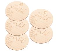 Didiseaon 5pièces Panneau Annonce de Naissance Bois pour Garçon Fille avec Prénom Rond pour Annoncer la Naissance