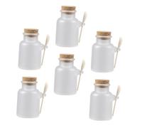 Didiseaon 6 ensembles Bath Salt Bottles With Wooden Cork And Spoons Refillable Frosted Jars For Bath Salt And Talcum Storage