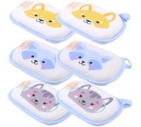 Didiseaon 6 pièces Moufles de Bain Garçon Fille Éponge Douce Motifs Animaux Mousseurs pour Toilette et Sortie Bain Lavables et Absorbants Faciles à Utiliser pour Peau Délicate