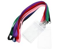 Didiseaon 6 pièces Porte Badge Étanche avec Lanière de Noir Bleu Vert Rouge Rose pour Cartes Identité Cartes de Crédit et Plus