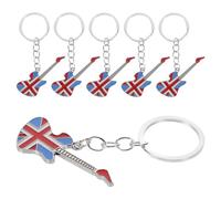 Didiseaon 6 Pièces Porte-clés Guitare Coloré Drapeau Britannique Breloques Instrument Métal Porte-clés Uk Union Jack pour Sac et Clés