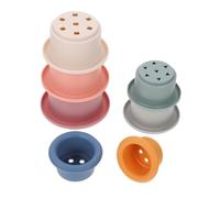 Didiseaon 7 pièces Tasses à Empiler Silicone Coloré pour Bain Éducatif Amusant pour Garçon Fille Développement Coordination Main-œil et Reconnaissance des Couleurs de Adaptées Aux Garçon