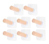 Didiseaon 8 pièces Patères Murales Bois Adhésives Crochets sans Perçage pour Manteaux Chapeaux et Serviettes Supports Muraux Décoratifs Hêtre Naturel pour Chambre Cuisine et Salle de Bain