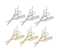 Didiseaon 8pièces Broche Barbier Alliage Créative Badge Coiffure Avec Peigne Et Ciseaux Accessoire De Vêtement Élégant Pour Coiffeurs Finition or Et Argent Décoration Vintage Multifonctionne