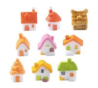 Didiseaon 9 Pièces Miniature Thatched House Figurines for DIY Micro Landscape Decorations Resin Fairy Village Houses with Detailed Chimney and Textured Roof Compact Cottage Models for
