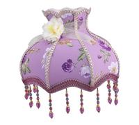 Didiseaon Abat Jour Tissu Lilas à Fleurs avec Pendentifs Abat Jour de Lampe Vintage pour Lampe de Chevet et Lampadaire Décoration Romantique et Style Princesse Élégant