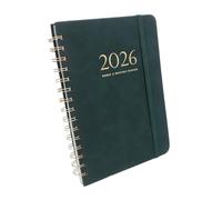 Didiseaon Agenda Cuir PU Vert Foncé Organisateur Quotidien et Hebdomadaire avec Calendrier Annuel Planificateur Mensuel et Suivi des Objectifs pour Étudiants et Professionnels