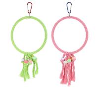 Didiseaon Anneau d'escalade et Balançoire 2pcs pour Perroquet Suspendu en Corde de Coton Favorise Exercice et Bien-être des Oiseaux Couleur Aléatoire pour Cage