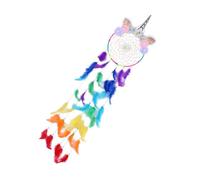 Didiseaon Attrape-rêves Licorne Fait Main pour Décoration Murale Chambre Ado Fille Plumage et Perles, pour Anniversaire et Mariage, Ornement Unique et Coloré