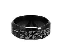 Didiseaon Bague Chrétienne Homme en Acier Inoxydable Noir Taille 9 Croix Biblique Gravée, Anneau de Prière Religieux Solide, Bijoux Religieux pour Présents Bibliques