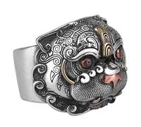 Didiseaon Bague en Cuivre Vintage Pi Yao Anneau de Richesse et Santé, Taille 12, Anneau Ethnique Punk Unisexe pour Attirer Chance et Prospérité, Bijou Feng Shui Homme et Femme, Accessoire