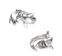 Didiseaon Bague Ouverte de Requin pour Couple Ensemble de 2 Bagues Réglables en Anneaux Créatifs Bijoux Empilables pour Doigts Accessoire Vintage