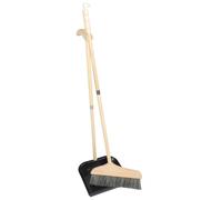 Didiseaon Balai de maison et pelle à poussière à long manche, ensemble complet pour le nettoyage des sols de la maison et du bureau, bois et acier inoxydable, léger