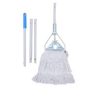 Didiseaon Balai-Serpillière Triangulaire Industriel Tête Robuste en Coton Kit Complet Pince de Fixation Rapide Manche Aluminium Télescopique 4 Sections pour Nettoyage Précis des Plinthes