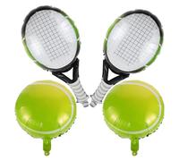 Didiseaon Ballons Gonflables Tennis 18 Pouces 4 Pièces Balles Tennis Noires Raquettes Vertes Décoration Fête D’Anniversaire Accessoires Suspendus Événement Sportif